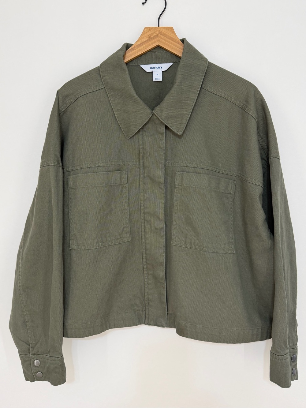 Old Navy Women's Canvas Crop Utility Jacket Olive Green Size 2X